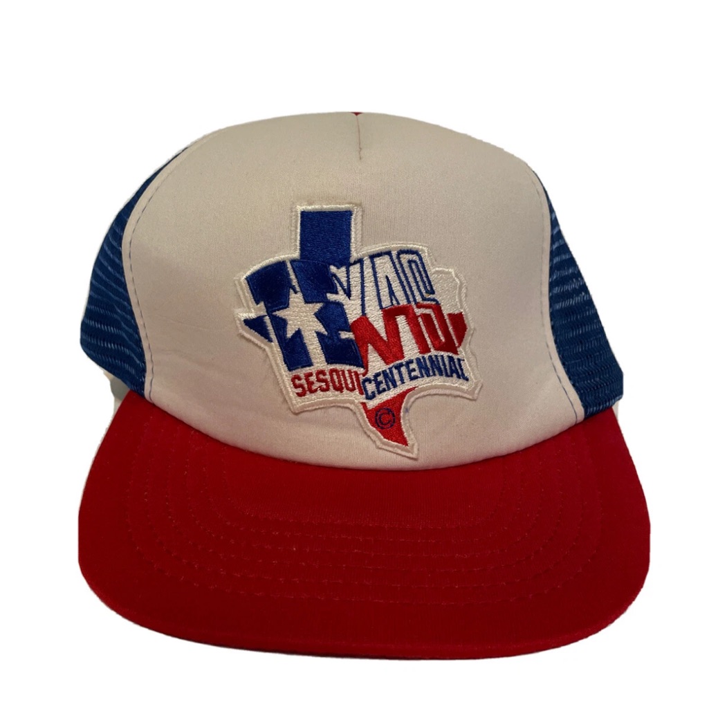 Vintage 80s Texas Sesquicentennial Patch Snapback Trucker Hat